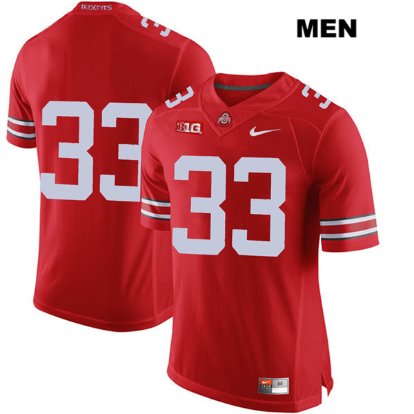 Ohio State Buckeyes Men's Dante Booker #33 Red Authentic Nike No Name College NCAA Stitched Football Jersey XD19P83RJ